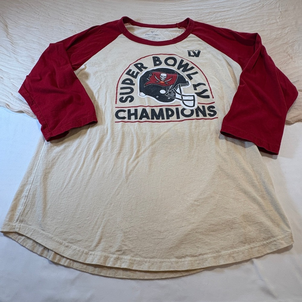Fanatics Womens Cream/Red Long Sleeve Baseball Style Tee SB LV‎ Graphic Sz 2X